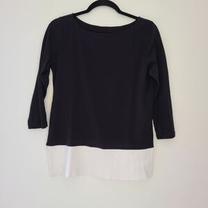 LOFT black blouse with white underlay